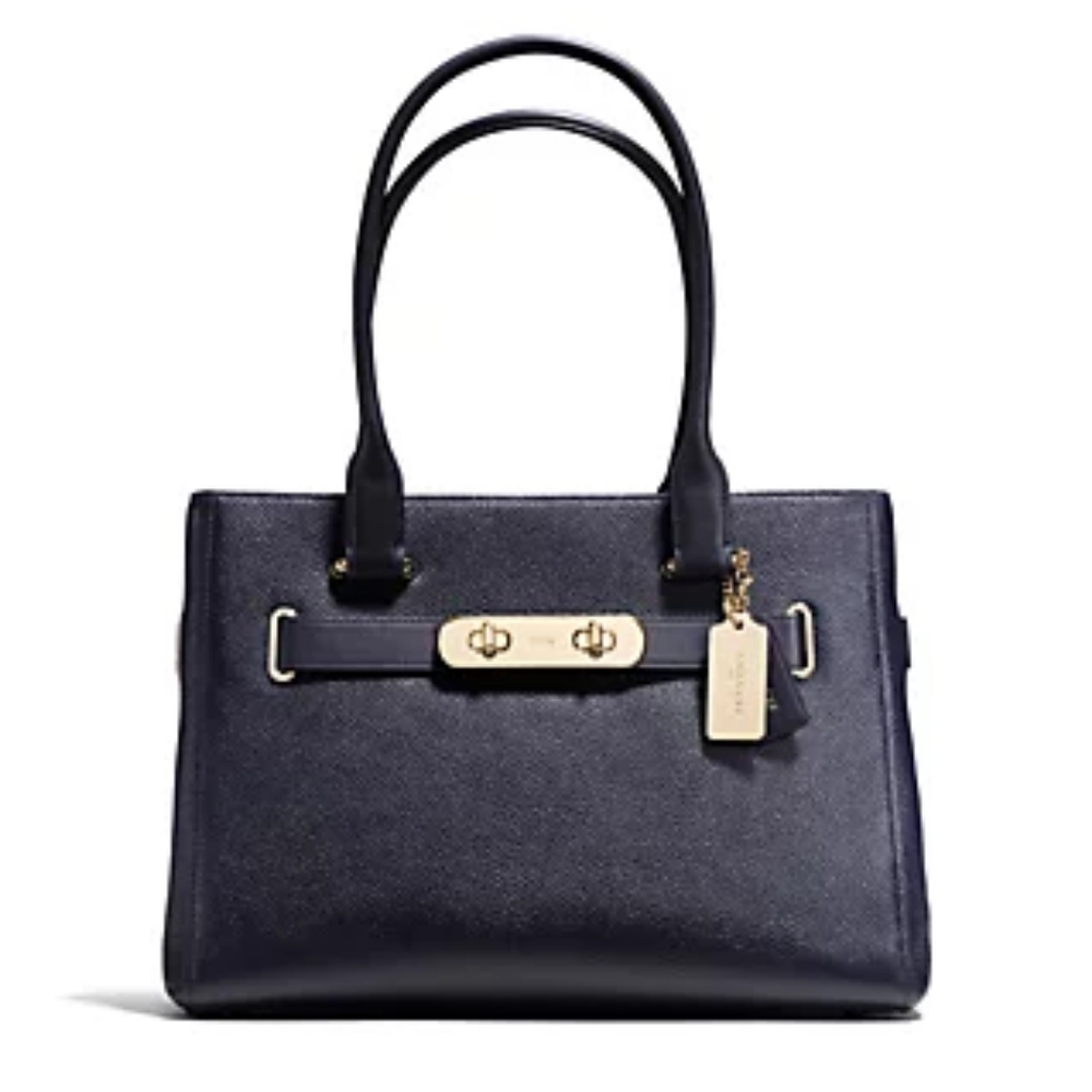 NEW COACH Black Pebble Leather Swagger Car…